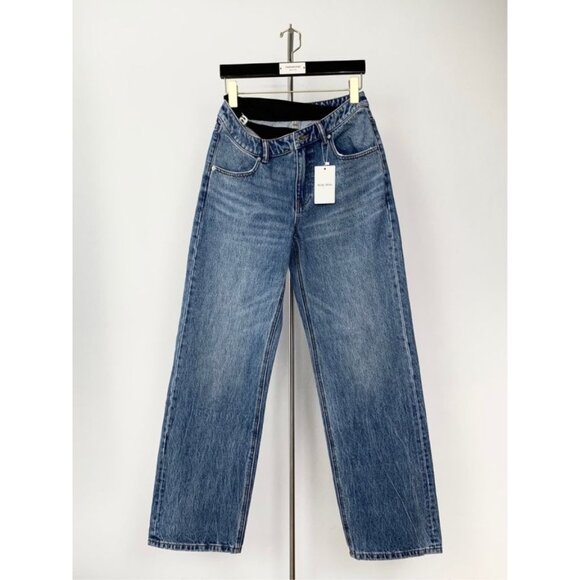 Alexander Wang Womens Straight-Leg Bikini Jeans Size 28 Denim Blue New With Tags - Picture 1 of 5